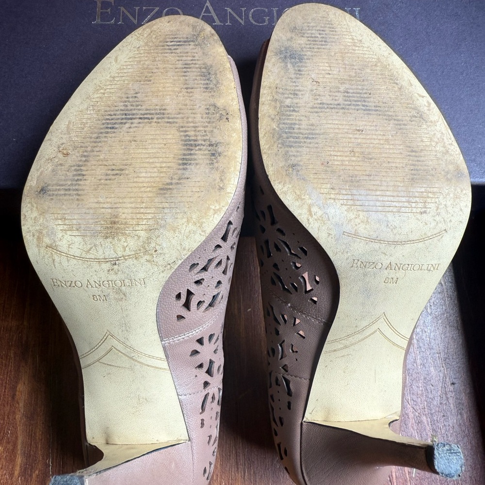 Enzo Angiolini Taupe Cutout Heels - Picture 6 of 7